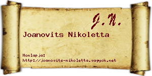 Joanovits Nikoletta névjegykártya