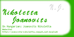 nikoletta joanovits business card